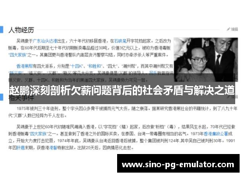 赵鹏深刻剖析欠薪问题背后的社会矛盾与解决之道